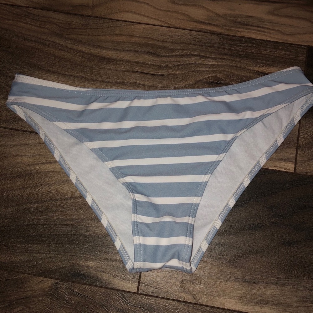 Blue and White Striped Bikini Bottoms